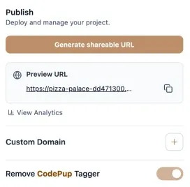 Custom domain section