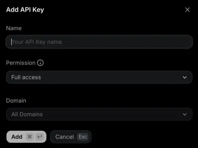Create a new Resend API key