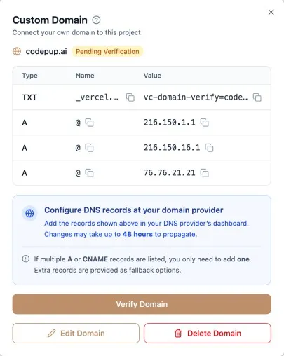 Domain verification