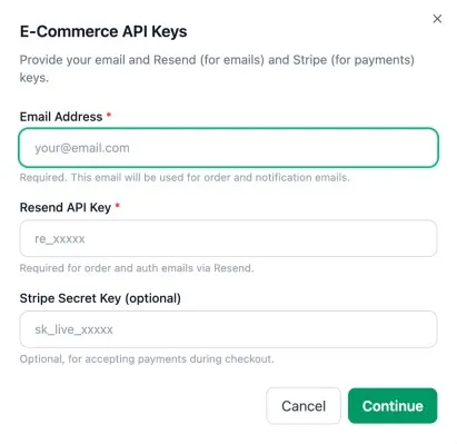 Enter Stripe secret key