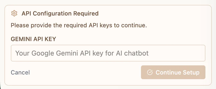 API Key panel