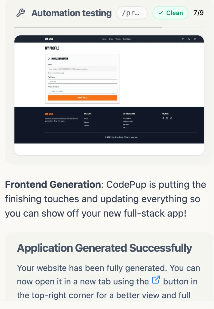 Codepup AI running automated payment integration tests