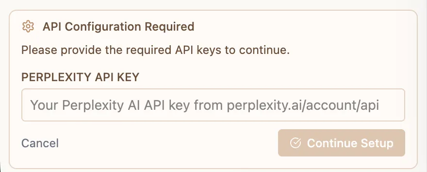 API Key panel