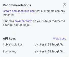 Stripe secret key in test mode