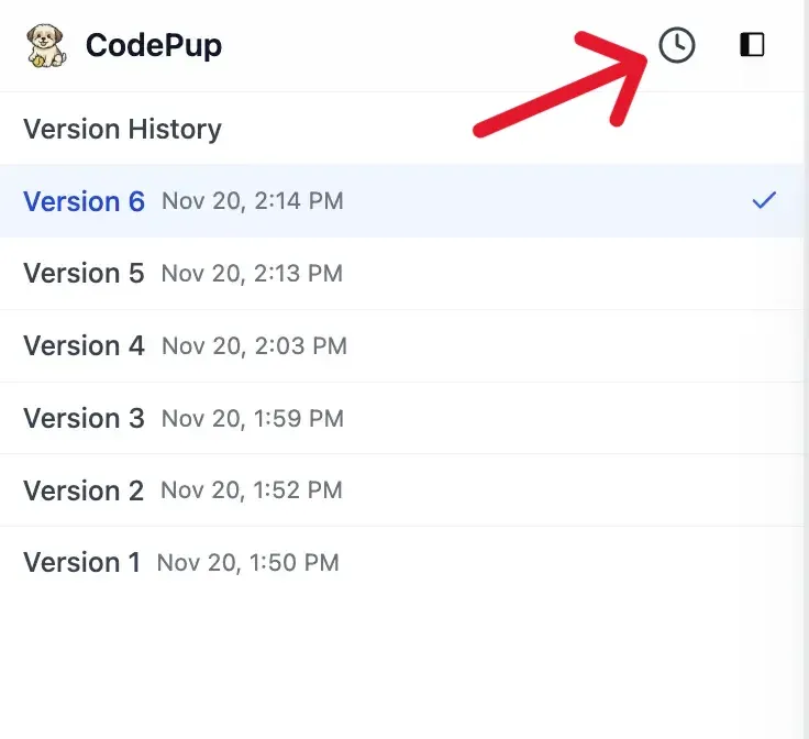 Version control panel